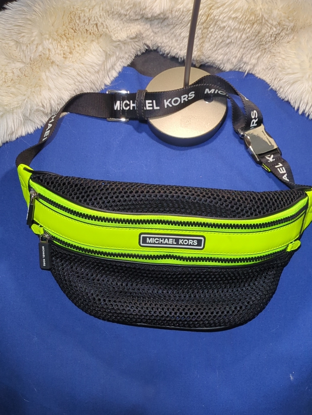 Michael Kors Men’s Neon Lime and Black Mesh Belt Bag NOW ONLY $65